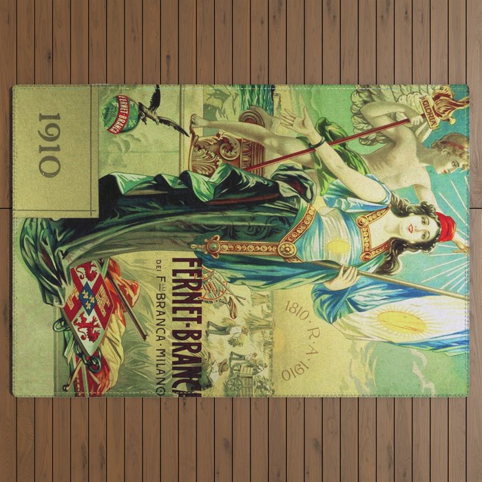 1910 Fernet Branca Liqueur Aperitif Advertisement Poster Print Outdoor Rug