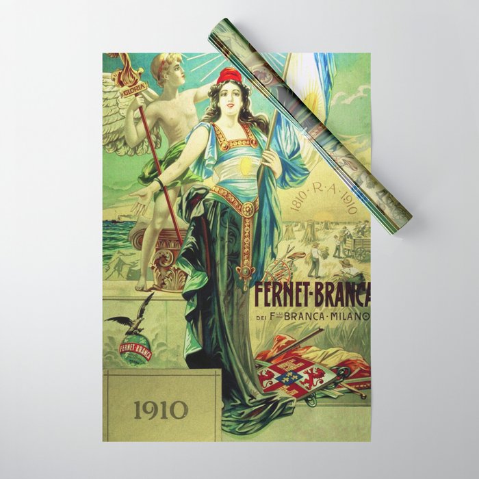 1910 Fernet Branca Liqueur Aperitif Advertisement Poster Print Wrapping Paper