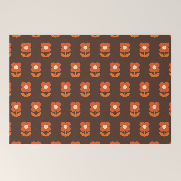 70s Flower Pattern #1 Welcome Mat