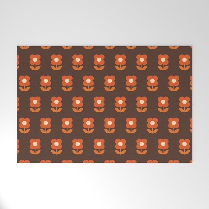 70s Flower Pattern #1 Welcome Mat