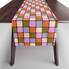 1970s Disco Dancefloor Checkerboard Pattern Table Runner