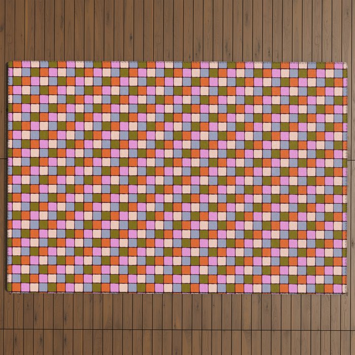 1970s Disco Dancefloor Checkerboard Pattern Outdoor Rug