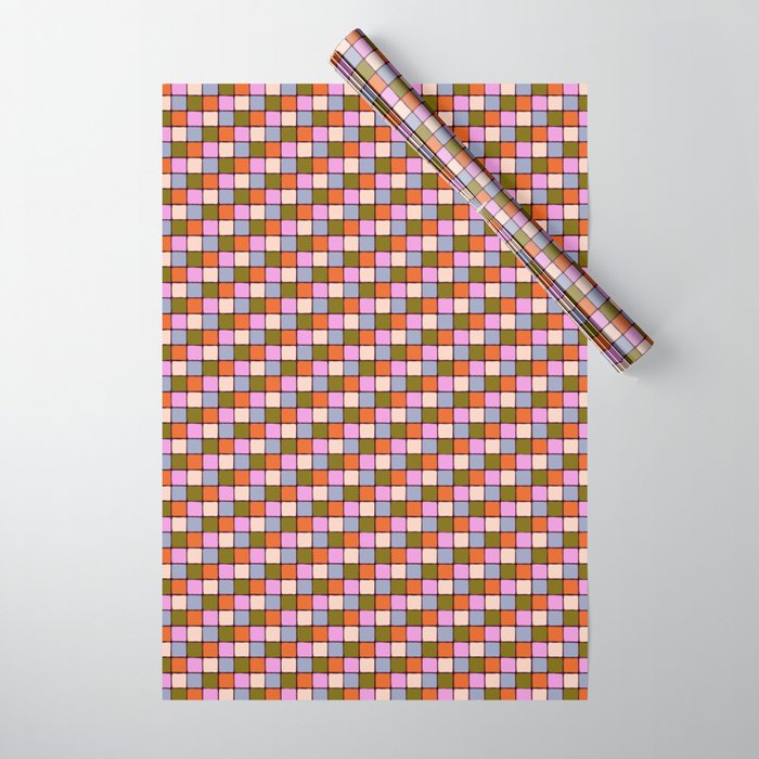 1970s Disco Dancefloor Checkerboard Pattern Wrapping Paper