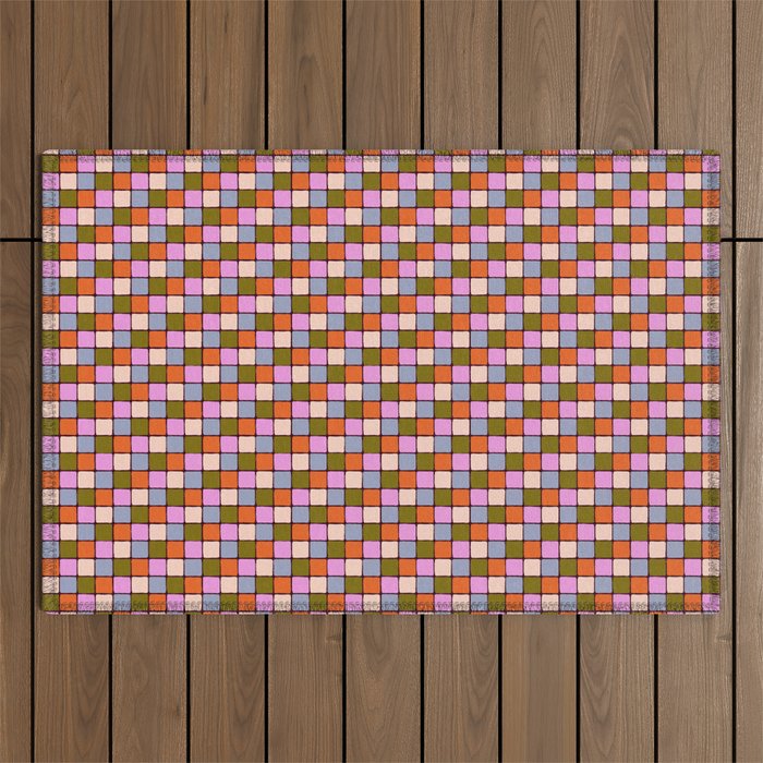1970s Disco Dancefloor Checkerboard Pattern Outdoor Rug