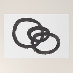 And I Op' Minimalist Ink Line Drawing Abstract Black Brush Strokes Modern Funky Maze by Ejaaz Haniff  Welcome Mat