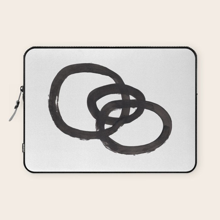 And I Op' Minimalist Ink Line Drawing Abstract Black Brush Strokes Modern Funky Maze by Ejaaz Haniff  Laptop Sleeve