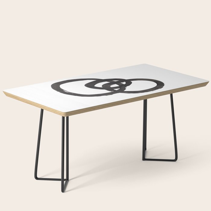 And I Op' Minimalist Ink Line Drawing Abstract Black Brush Strokes Modern Funky Maze by Ejaaz Haniff  Coffee Table