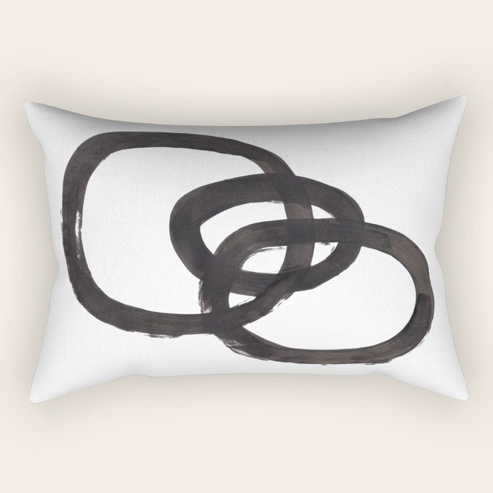 And I Op' Minimalist Ink Line Drawing Abstract Black Brush Strokes Modern Funky Maze by Ejaaz Haniff  Rectangular Pillow