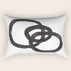 And I Op' Minimalist Ink Line Drawing Abstract Black Brush Strokes Modern Funky Maze by Ejaaz Haniff  Rectangular Pillow