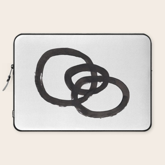And I Op' Minimalist Ink Line Drawing Abstract Black Brush Strokes Modern Funky Maze by Ejaaz Haniff  Laptop Sleeve