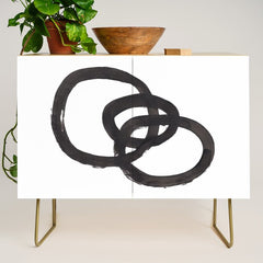 And I Op' Minimalist Ink Line Drawing Abstract Black Brush Strokes Modern Funky Maze by Ejaaz Haniff  Credenza