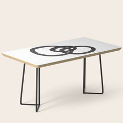 And I Op' Minimalist Ink Line Drawing Abstract Black Brush Strokes Modern Funky Maze by Ejaaz Haniff  Coffee Table