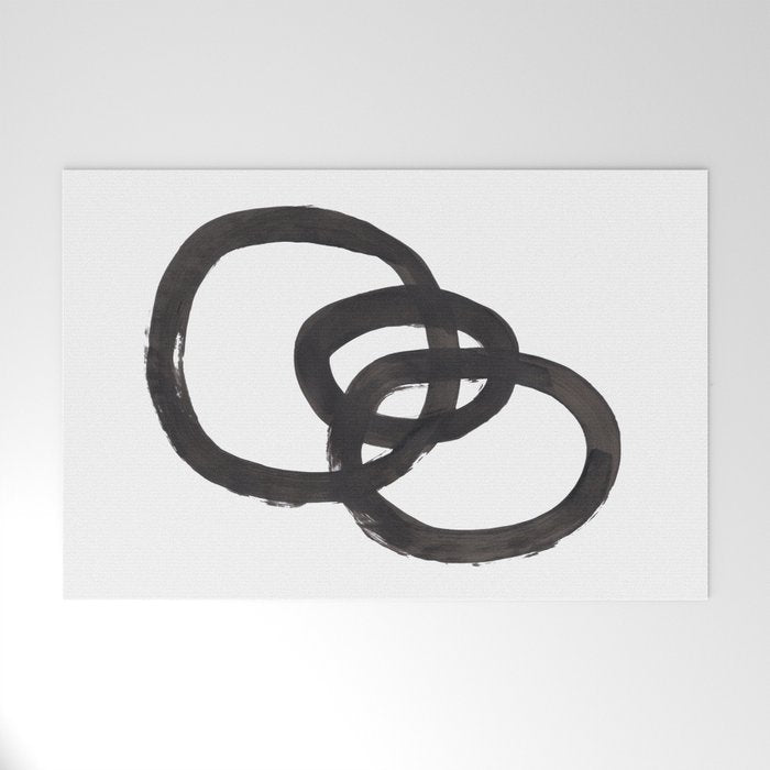 And I Op' Minimalist Ink Line Drawing Abstract Black Brush Strokes Modern Funky Maze by Ejaaz Haniff  Welcome Mat