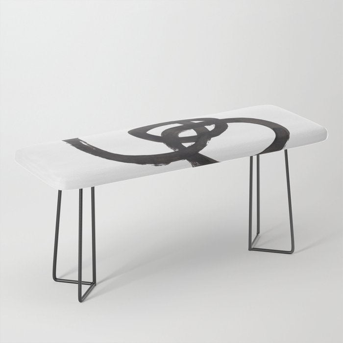 And I Op' Minimalist Ink Line Drawing Abstract Black Brush Strokes Modern Funky Maze by Ejaaz Haniff  Bench