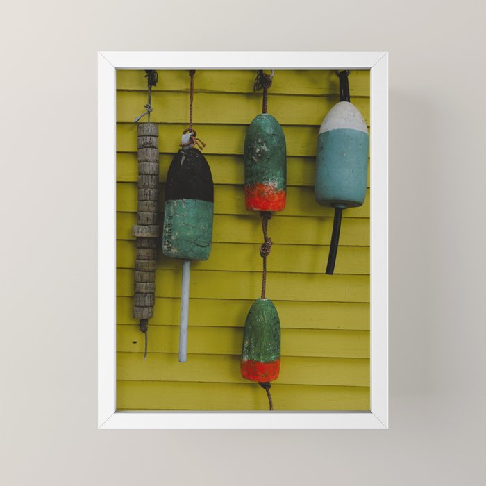 4 lobster buoys - nautical photograph ocean new england maine Mini Art Print
