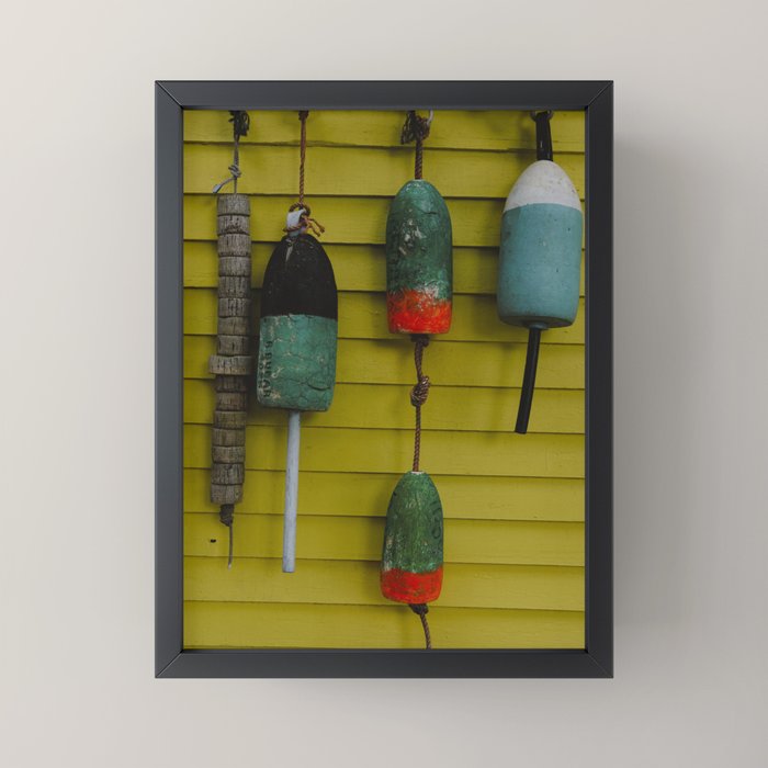 4 lobster buoys - nautical photograph ocean new england maine Mini Art Print