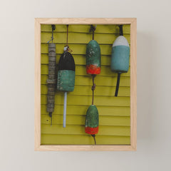 4 lobster buoys - nautical photograph ocean new england maine Mini Art Print