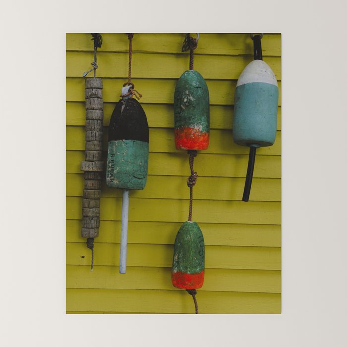 4 lobster buoys - nautical photograph ocean new england maine Mini Art Print