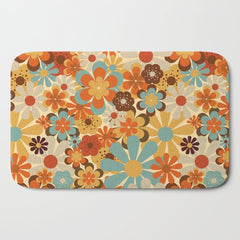70's Retro Floral Patterned Prints Bath Mat