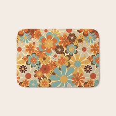 70's Retro Floral Patterned Prints Bath Mat