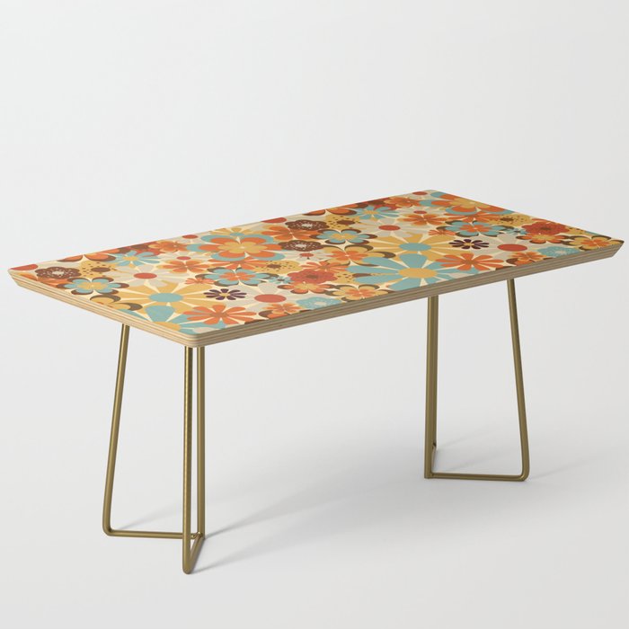 70's Retro Floral Patterned Prints Coffee Table