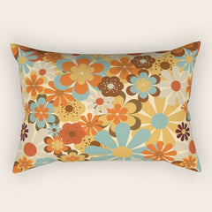 70's Retro Floral Patterned Prints Rectangular Pillow