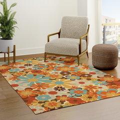 70's Retro Floral Patterned Prints Rug