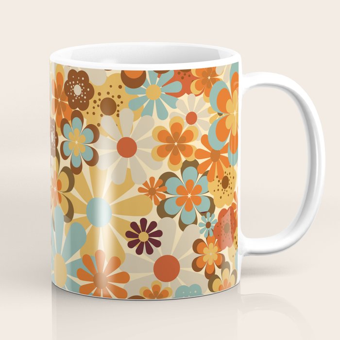 70's Retro Floral Patterned Prints Coffee Mug