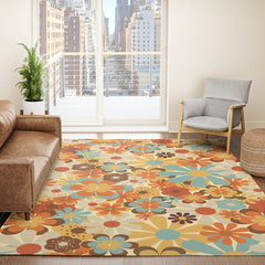 70's Retro Floral Patterned Prints Rug