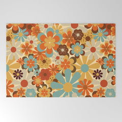 70's Retro Floral Patterned Prints Welcome Mat
