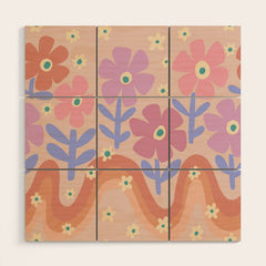 70s Retro Floral vibe Wood Wall Art