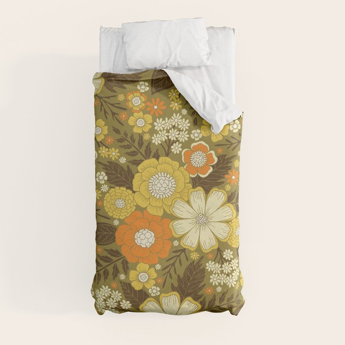 1970s Retro/Vintage Floral Pattern Duvet Cover