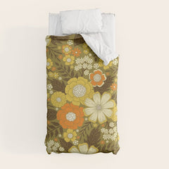 1970s Retro/Vintage Floral Pattern Duvet Cover