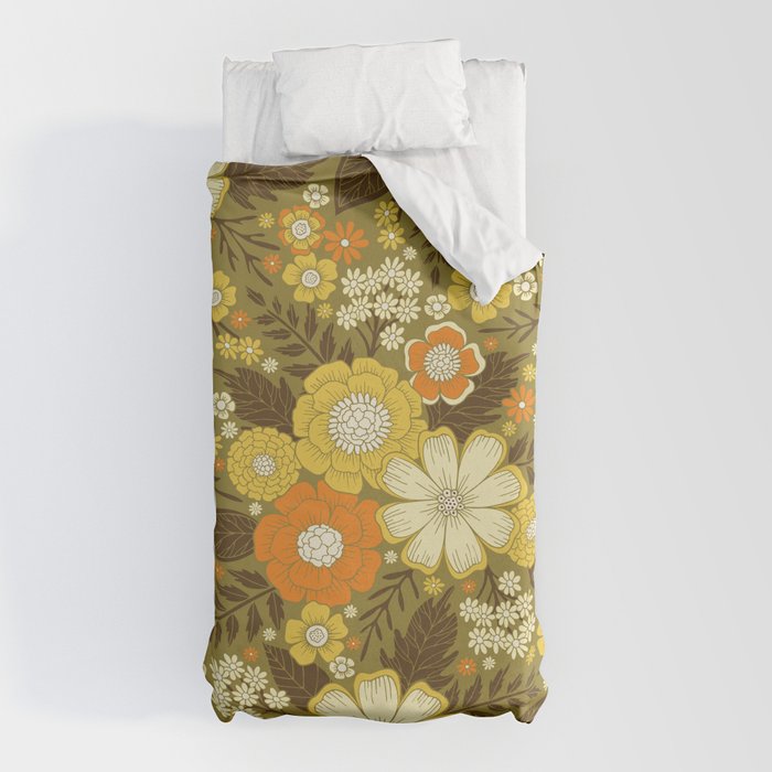 1970s Retro/Vintage Floral Pattern Duvet Cover