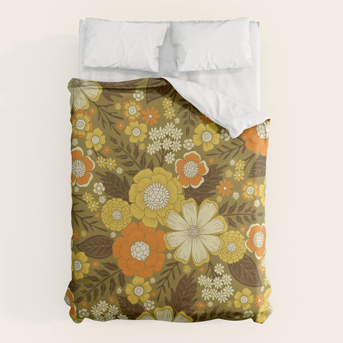 1970s Retro/Vintage Floral Pattern Duvet Cover