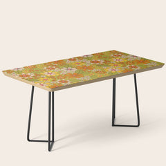 1960s, 1970s Retro Floral in Green, Pink & Orange - Flower Power Coffee Table