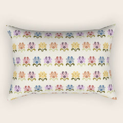 70s Retro Florals Pattern with Linen Texture Rectangular Pillow