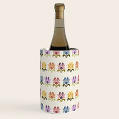 70s Retro Florals Pattern with Linen Texture Wine Chiller