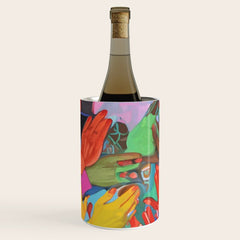 A Hand Is All We Need, Abstract Human Face Community, Humanity People Colorful Concept Positivity Wine Chiller