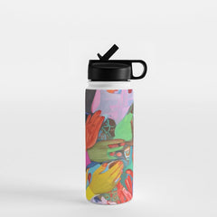 A Hand Is All We Need, Abstract Human Face Community, Humanity People Colorful Concept Positivity Water Bottle