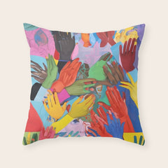 A Hand Is All We Need, Abstract Human Face Community, Humanity People Colorful Concept Positivity Throw Pillow