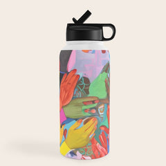 A Hand Is All We Need, Abstract Human Face Community, Humanity People Colorful Concept Positivity Water Bottle