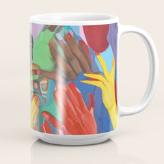 A Hand Is All We Need, Abstract Human Face Community, Humanity People Colorful Concept Positivity Coffee Mug