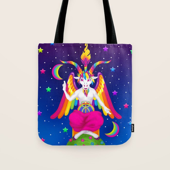 1997 Neon Rainbow Baphomet Tote Bag