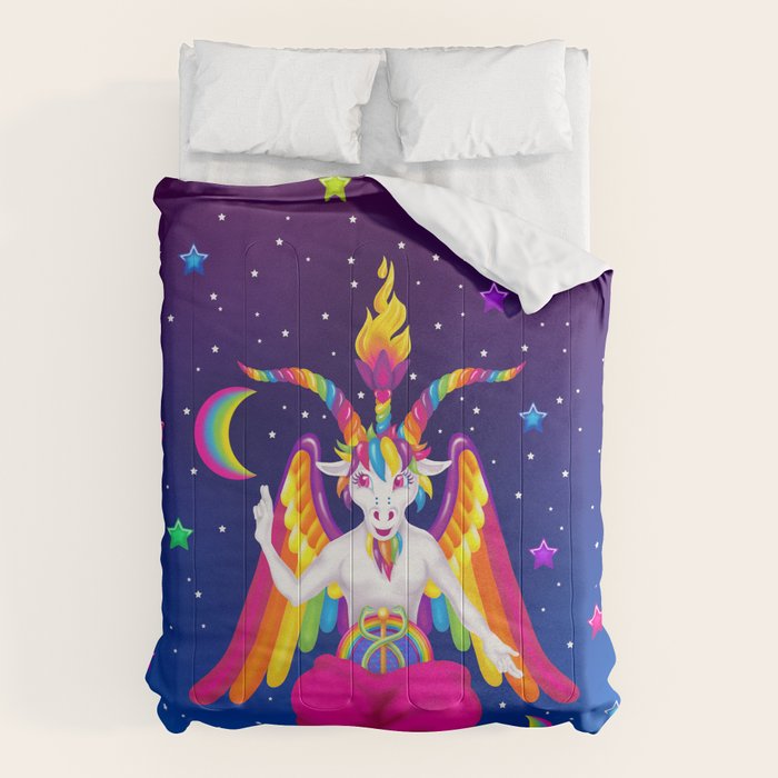 1997 Neon Rainbow Baphomet Comforter