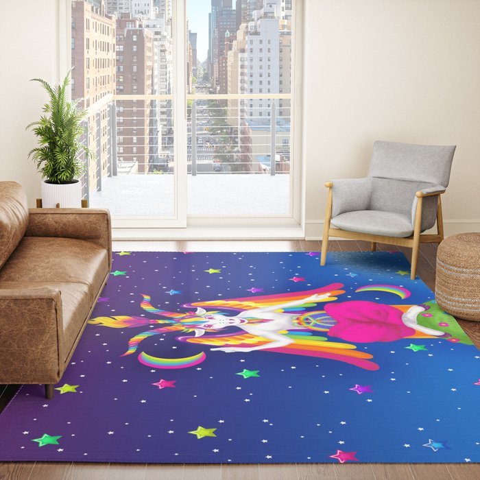 1997 Neon Rainbow Baphomet Rug