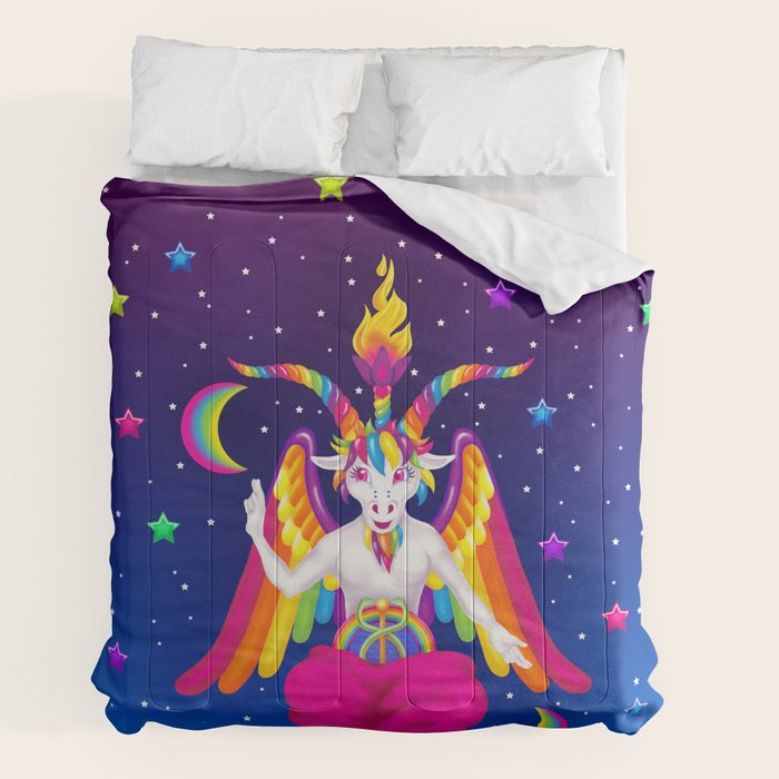 1997 Neon Rainbow Baphomet Comforter