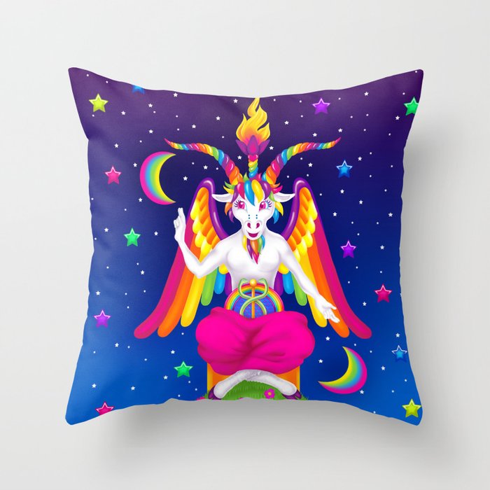 1997 Neon Rainbow Baphomet Throw Pillow