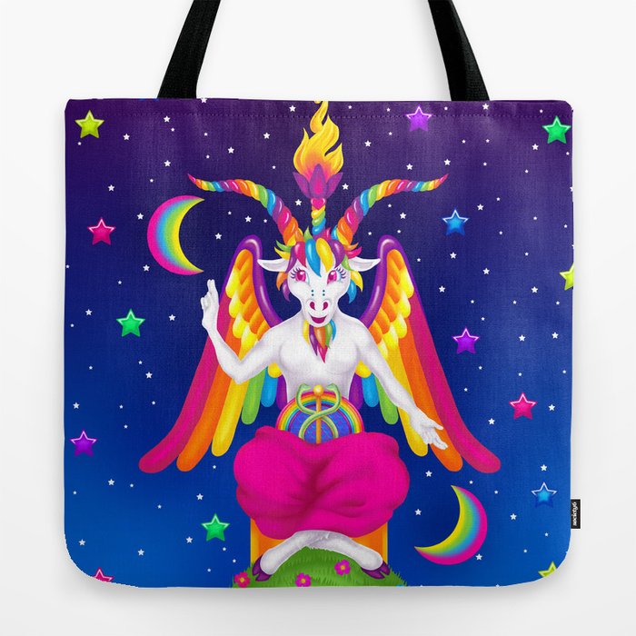 1997 Neon Rainbow Baphomet Tote Bag