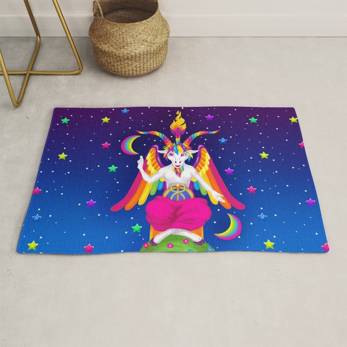 1997 Neon Rainbow Baphomet Rug